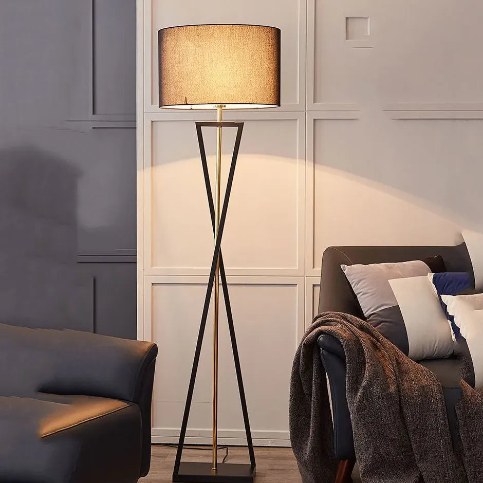 Dark Fabric Modern Tripod Floor Lamp