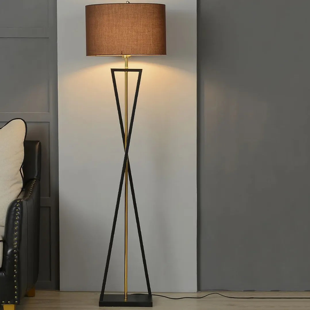 Dark Fabric Modern Tripod Floor Lamp