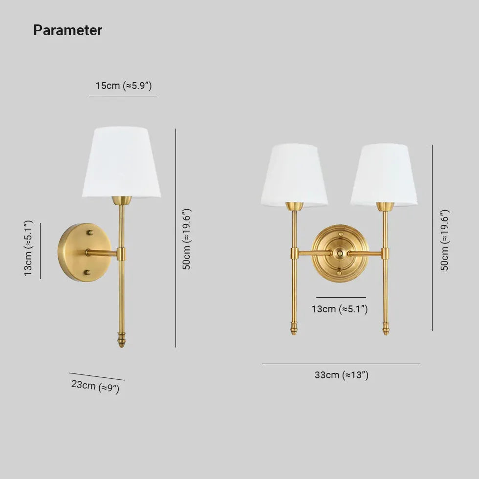 Double Wall Lights for Living Room Brass