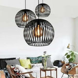 Black Iron Woven Sphere Pendant Light