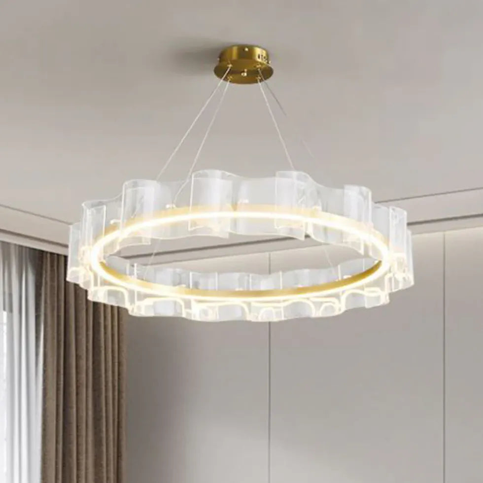 Wavy Ring Gold LED Pendant Light