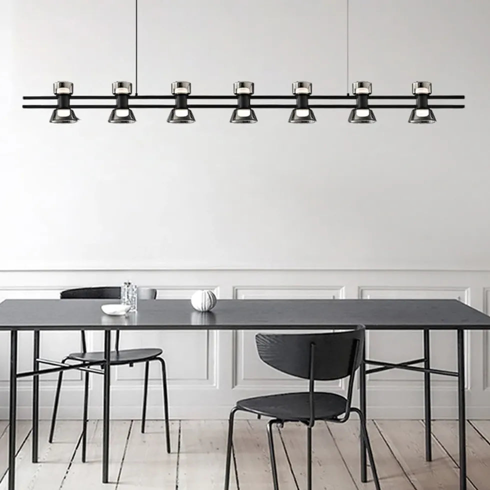 Multi-Light Linear Glass Dining Room Pendant Light