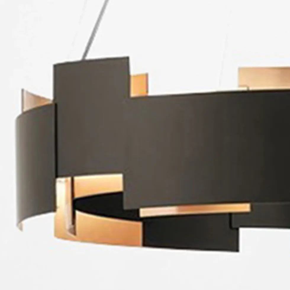 Black and Gold Geometric Ring Pendant Lamp