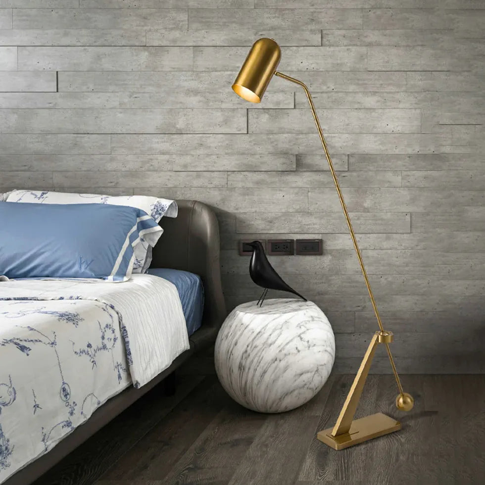 Gold Cylindrical Modern Floor Lamp