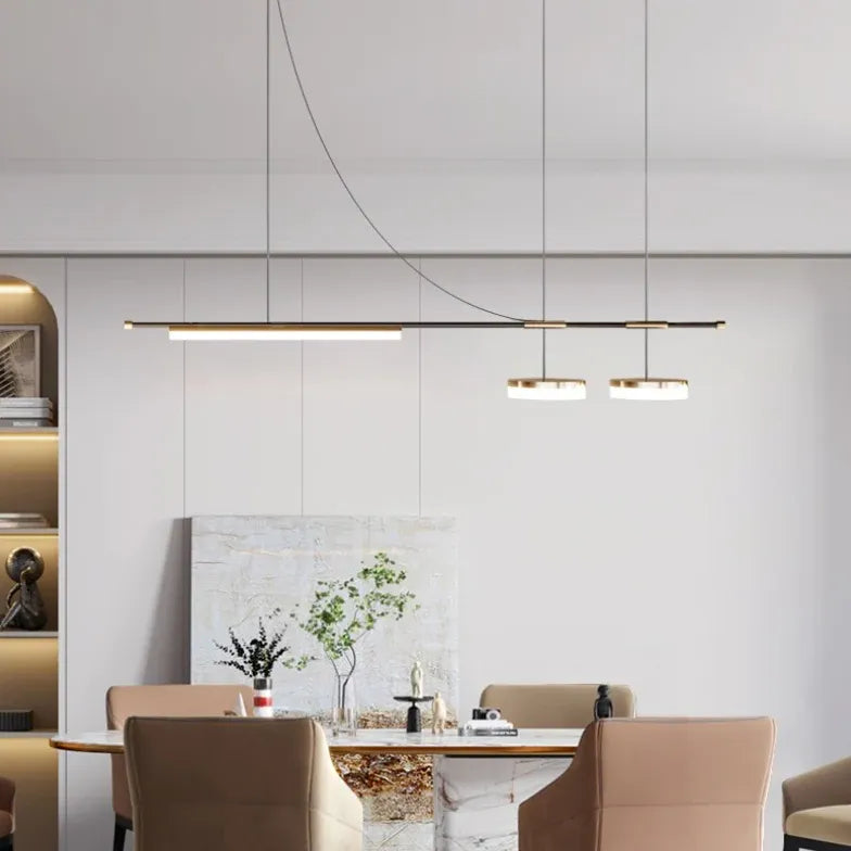 Linear Black Gold LED Dining Room Pendant Light