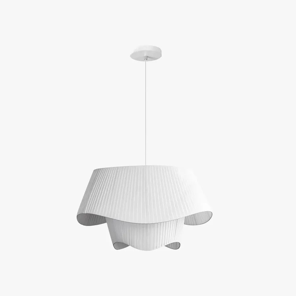 Fabric Irregular Curved White Pendant Light