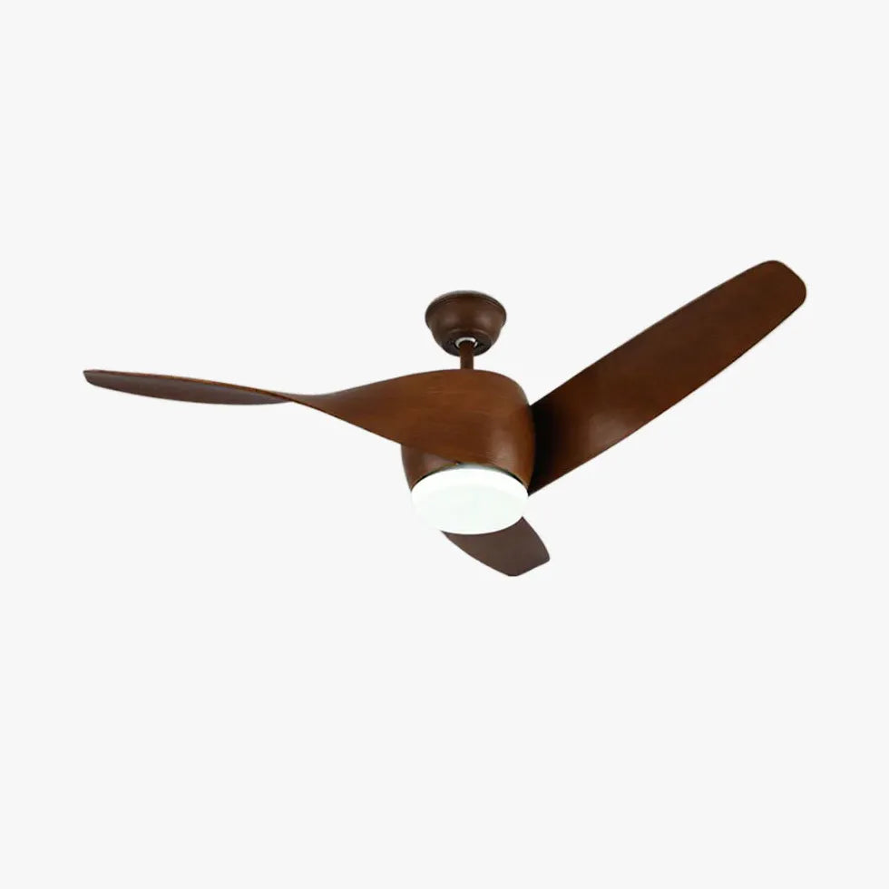 Three-Blade Wooden Streamlined Ceiling Fan with Light