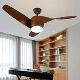 Three-Blade Wooden Streamlined Ceiling Fan with Light