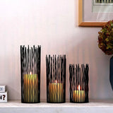 Tall Slender Striped Candle Holder Art Decoration