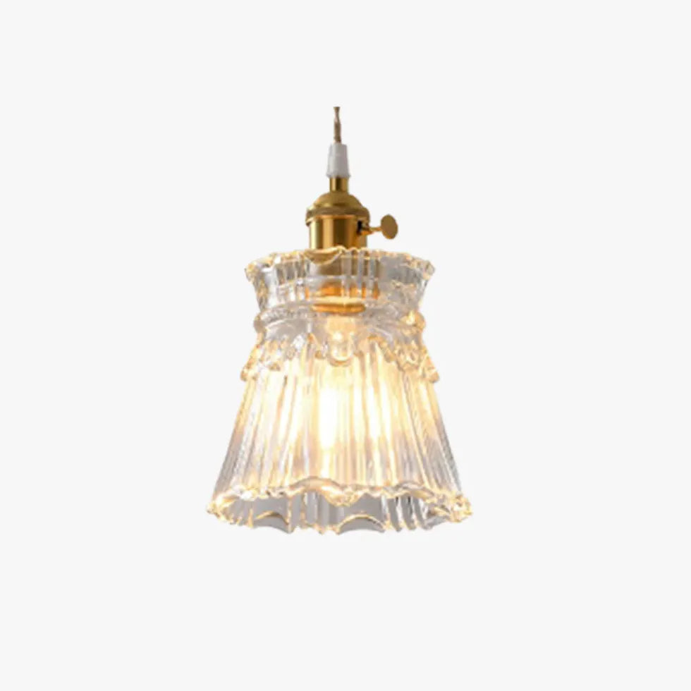 Clear Disc Glass Gold Vintage Pendant Light