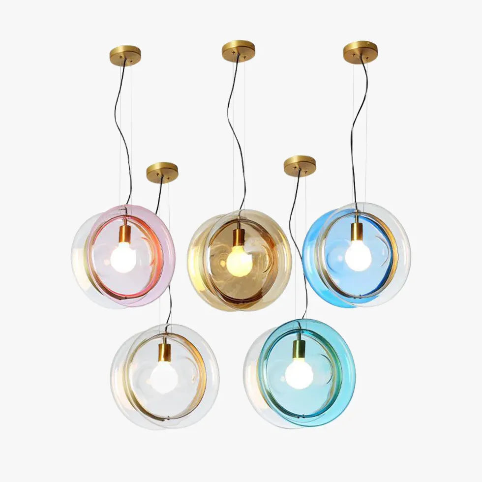 Round Colorful Glass Modern Pendant Light