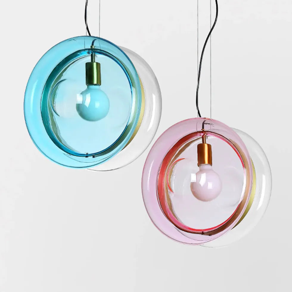 Round Colorful Glass Modern Pendant Light