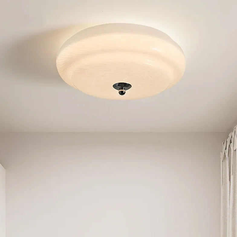 Round Glass for Bedroom White Ceiling Light