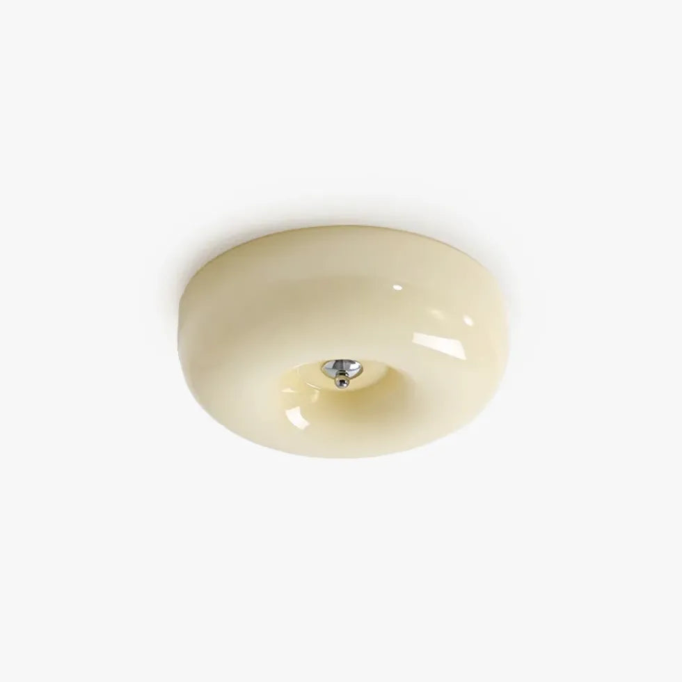 Light Yellow Circular Glass Flush Mount Ceiling Light