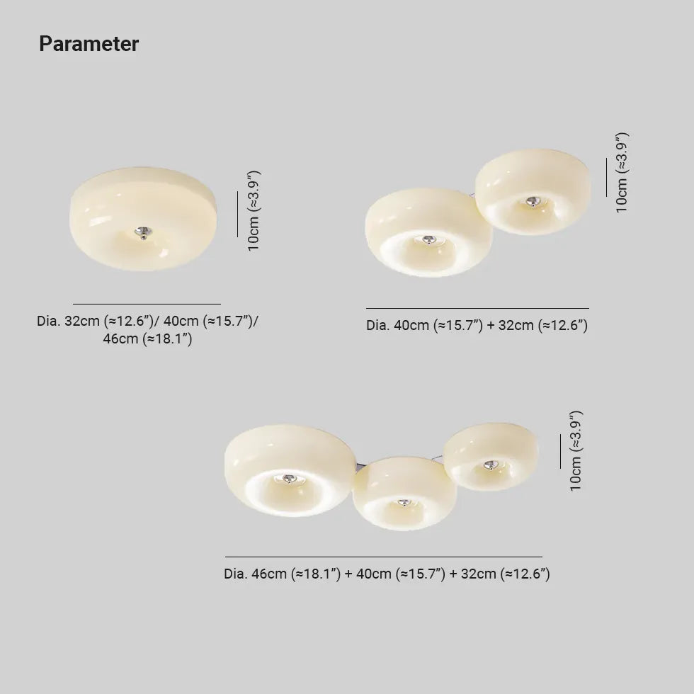 Light Yellow Circular Glass Flush Mount Ceiling Light