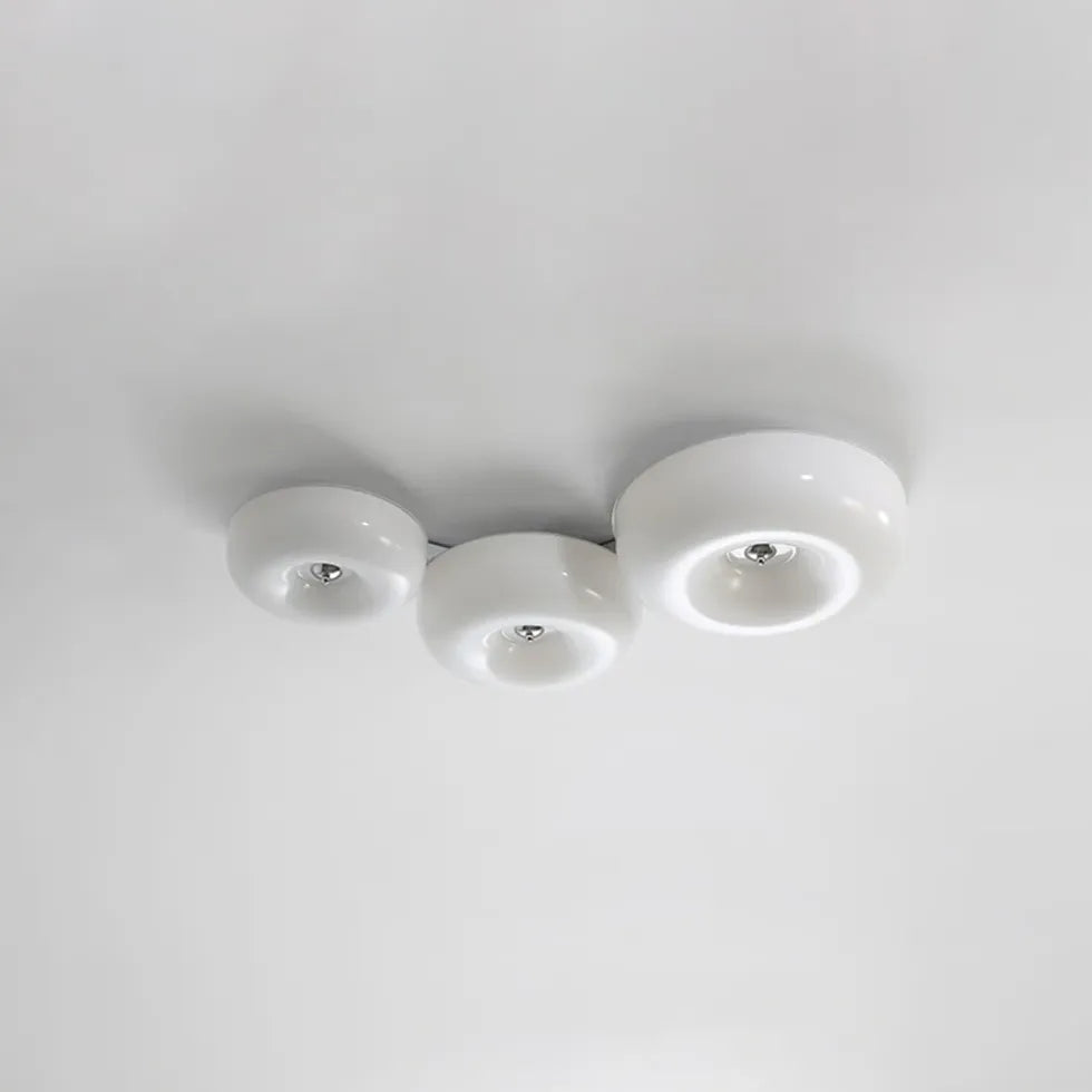 Light Yellow Circular Glass Flush Mount Ceiling Light