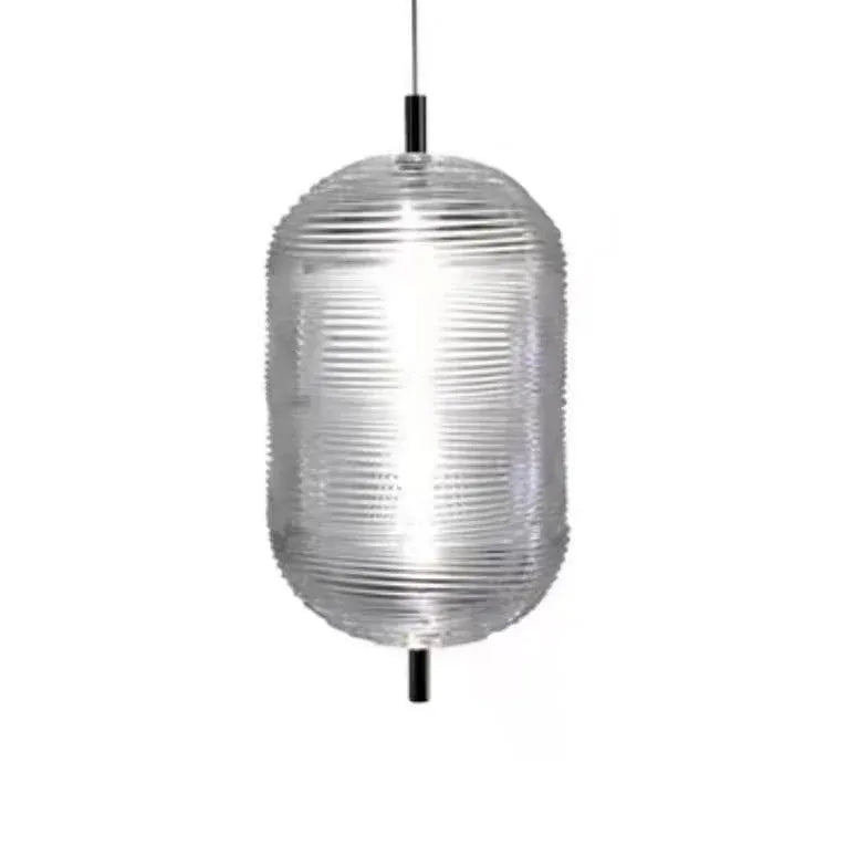 Clear Ribbed Glass Industrial Pendant Light