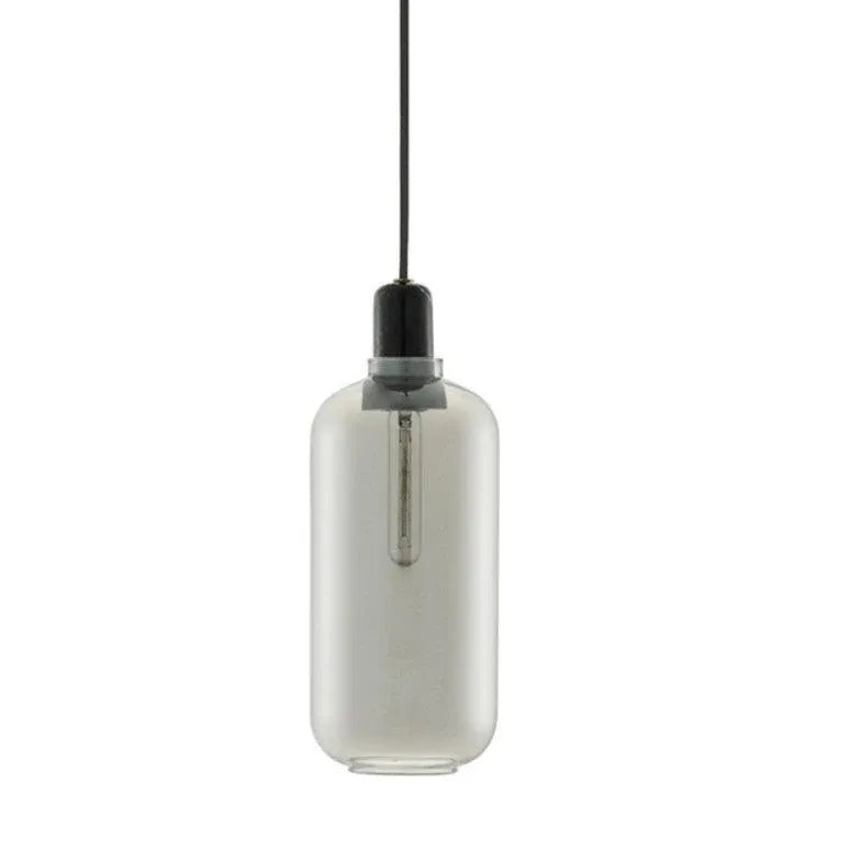 Smoke Grey Transparent Glass Cylindrical Pendant Light