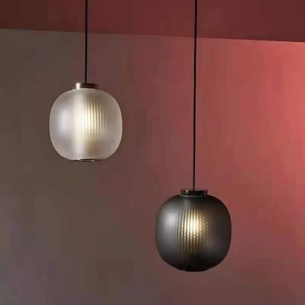 Smoky Gray Frosted Glass Pendant Light