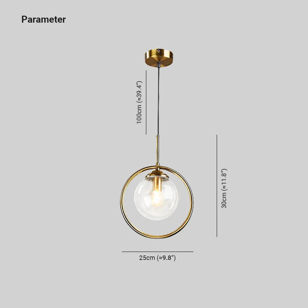 Circular Geometric Design Gold Glass Pendant Light