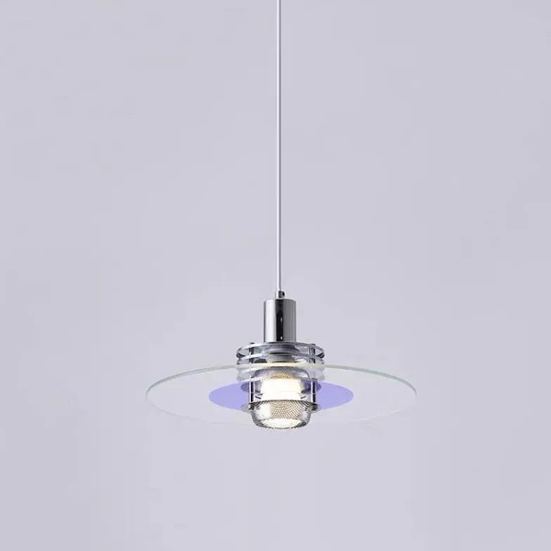 Round Transparent Glass Panel Modern Pendant Light