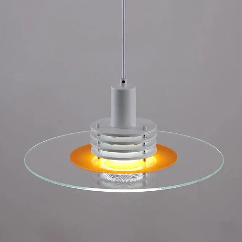 Round Transparent Glass Panel Modern Pendant Light