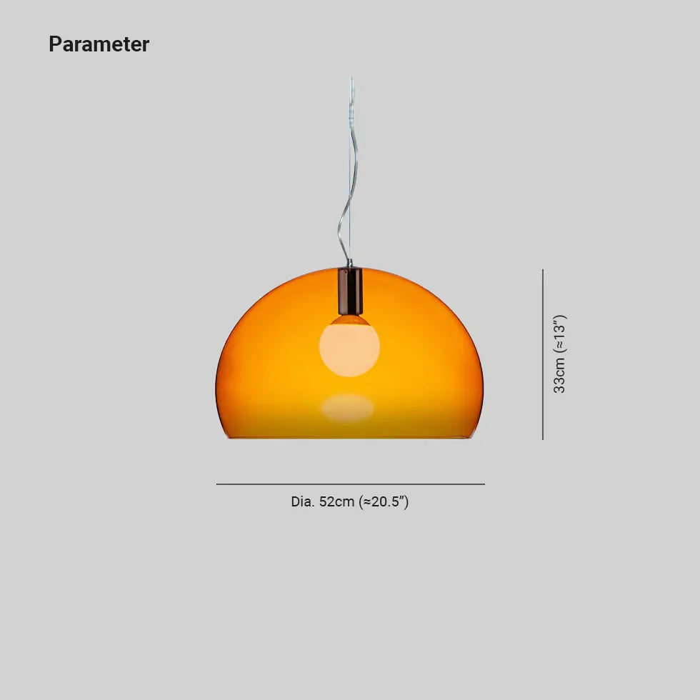 Orange Semi-Circular Glass Modern Pendant Light