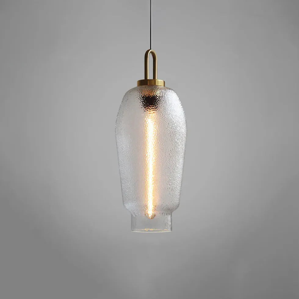 Irregular Shaped Clear Glass Vintage Pendant Light