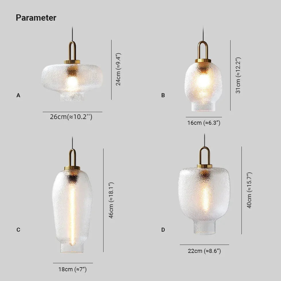 Irregular Shaped Clear Glass Vintage Pendant Light