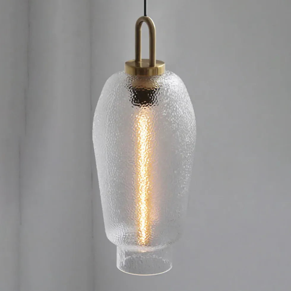 Irregular Shaped Clear Glass Vintage Pendant Light