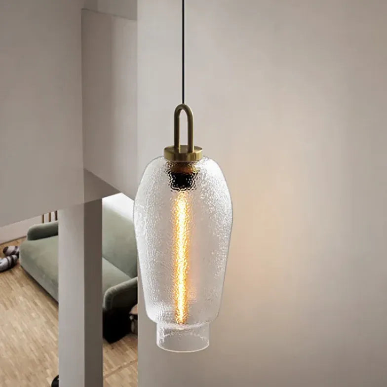 Irregular Shaped Clear Glass Vintage Pendant Light