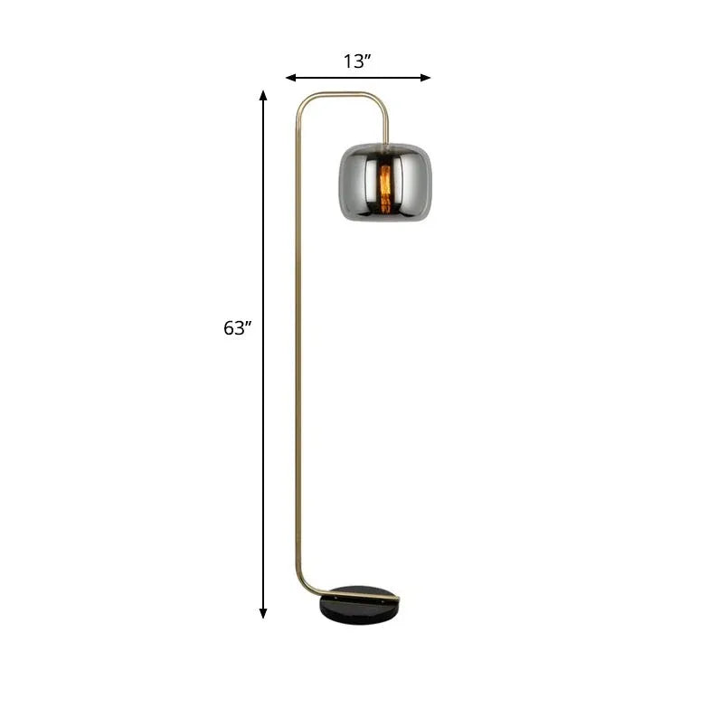 Metal Curved Glass Living Room Floor Lamp