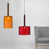 Colored Cylindrical Glass Living Room Pendant Light