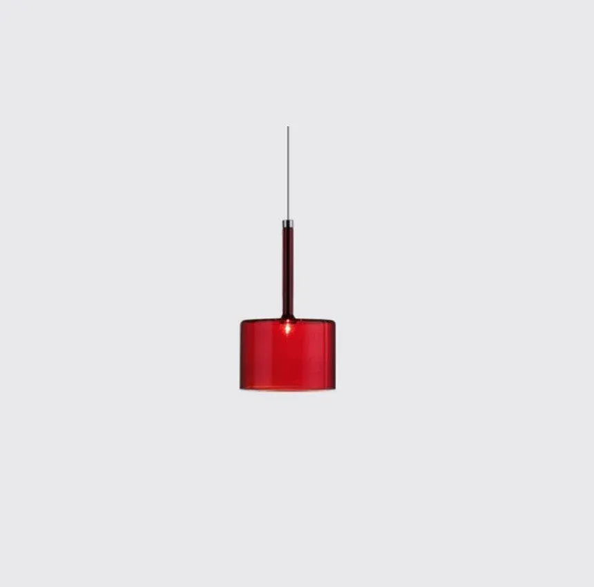 Colored Cylindrical Glass Living Room Pendant Light