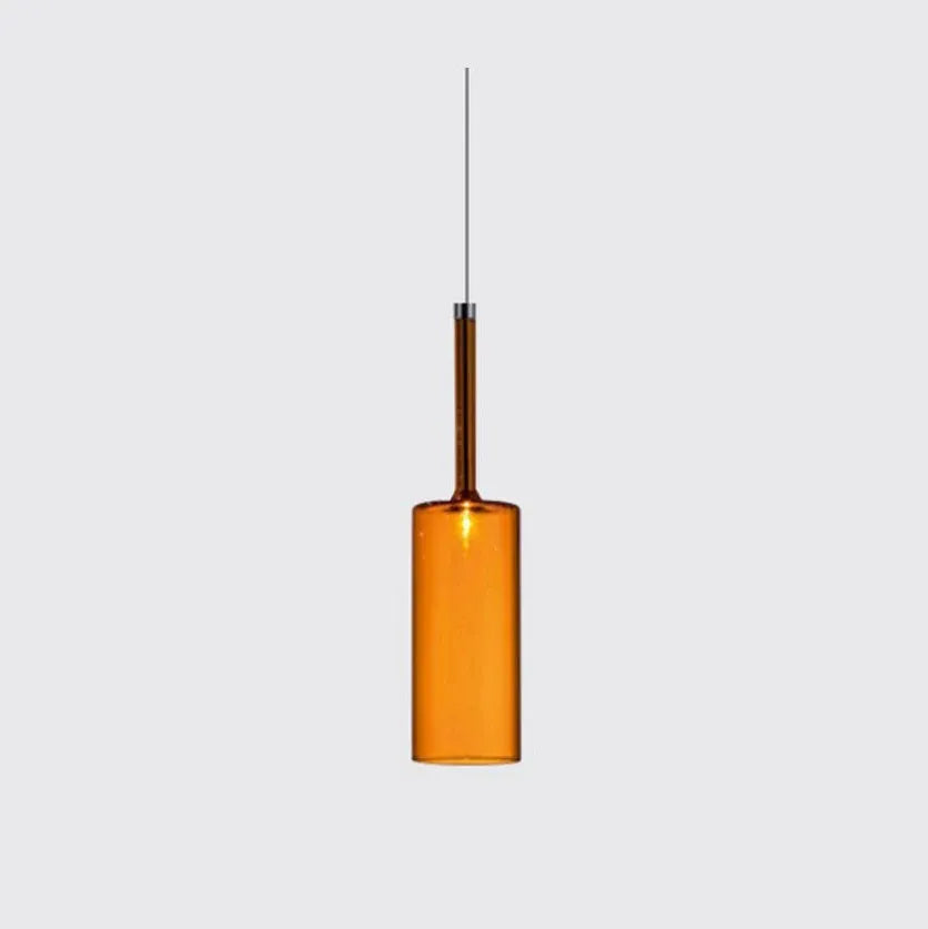 Colored Cylindrical Glass Living Room Pendant Light