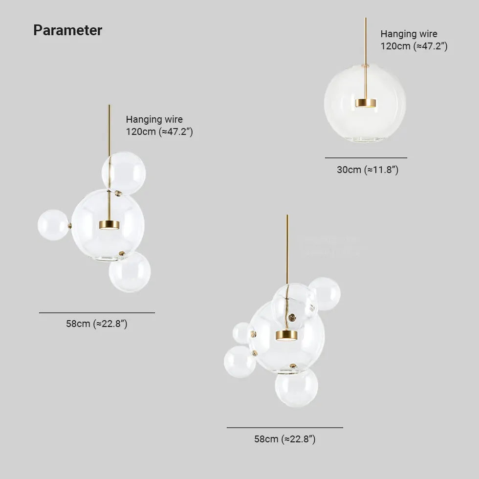 Bubble Clear Glass Gold Pendant Light