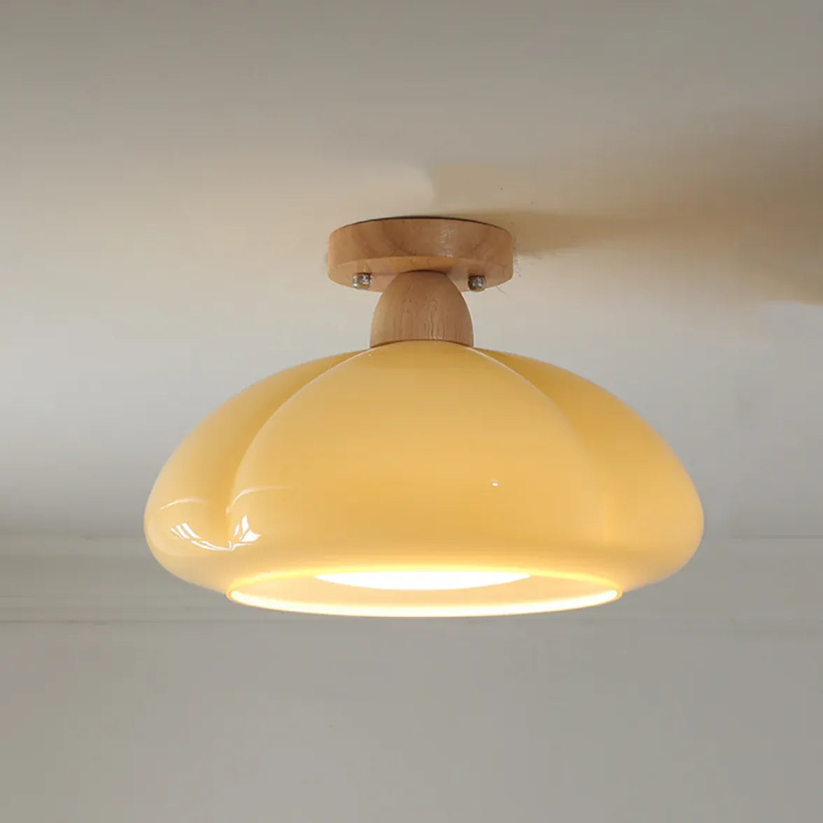 Bright Yellow Glass Modern Ceiling Light