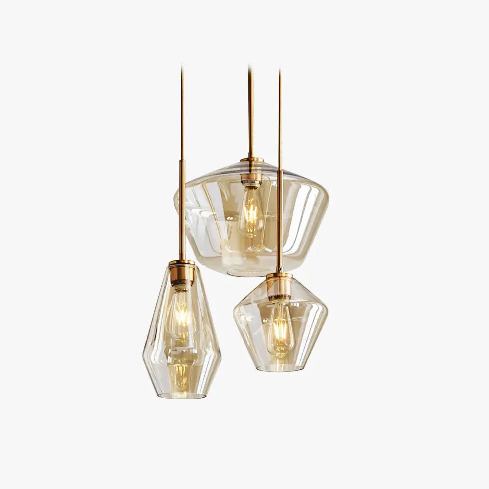 Polygonal Clear Glass Industrial Pendant Light