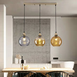 Three-Light Colored Glass Dining Pendant Light