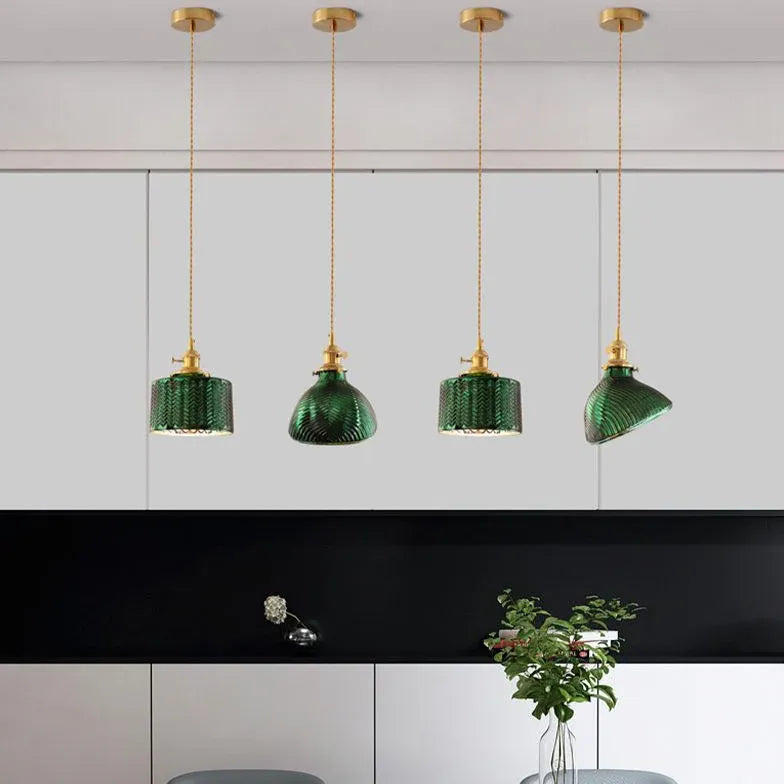 Green Dining Room vintage pendant light