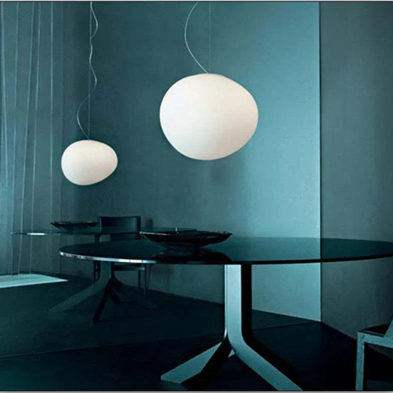 Irregular Spherical White Glass Pendant Light