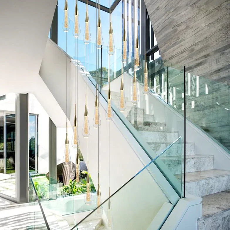 Water Droplet Linearity Gold Kitchen Pendant Light