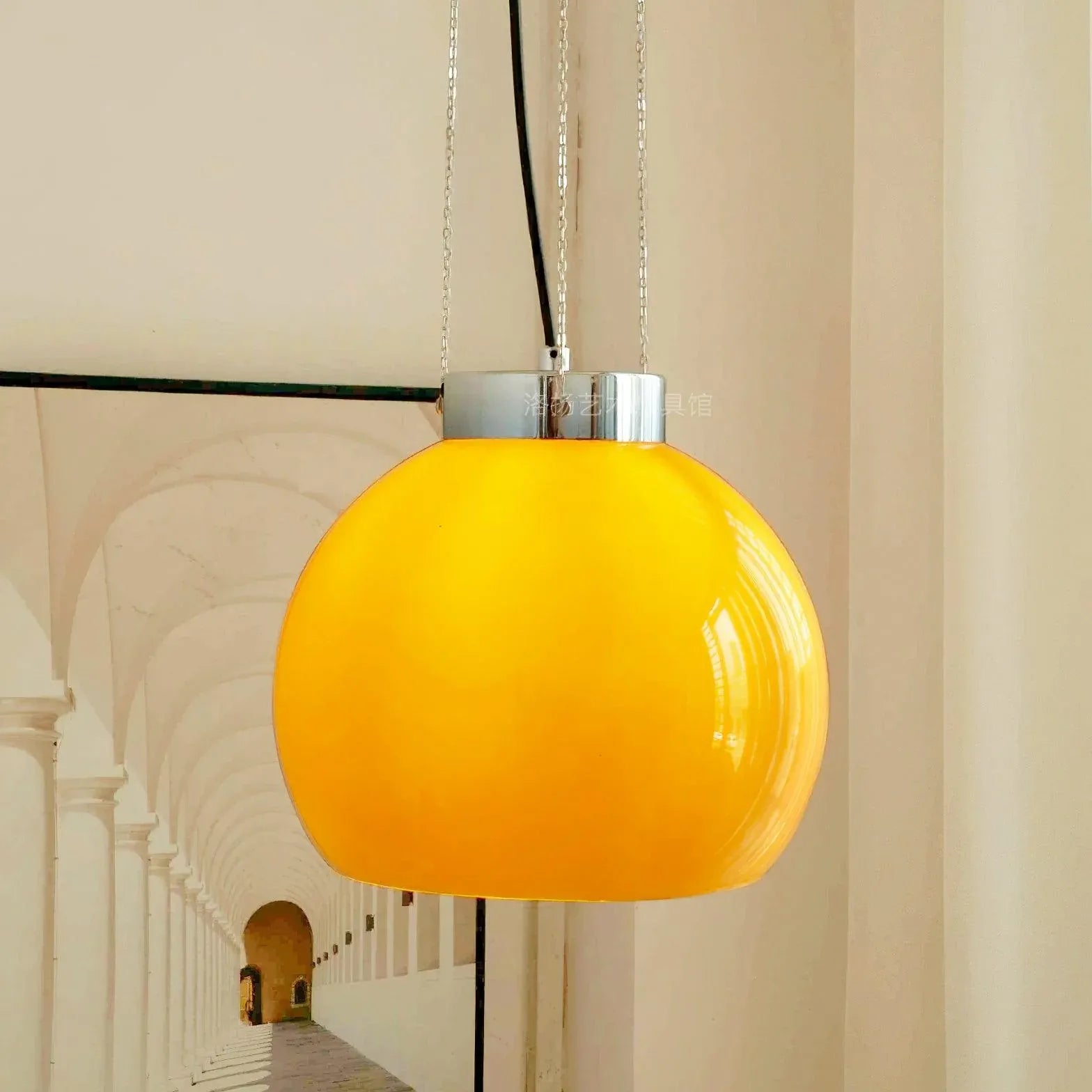 Yellow Vintage Glass for Bedroom Pendant Light