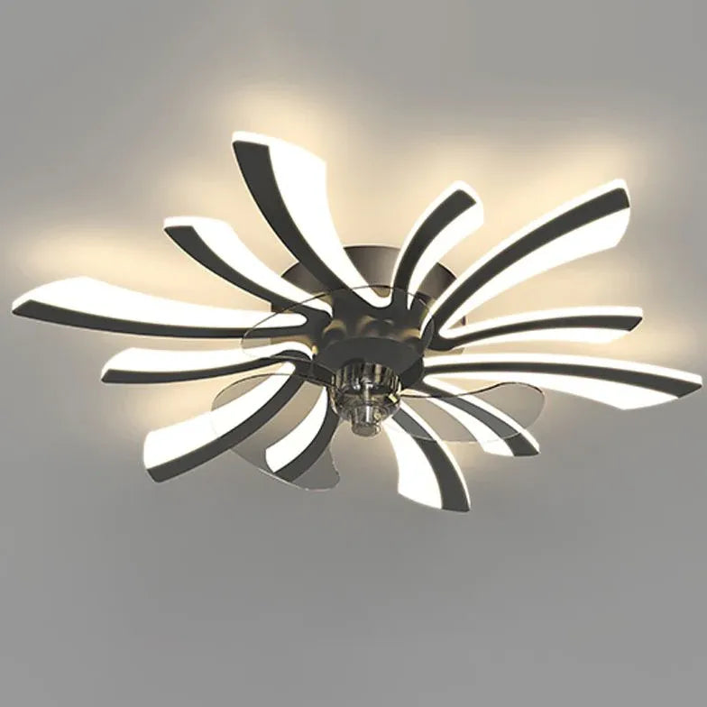 Luxury Flower-Shaped LED Modern Ceiling Fan Light