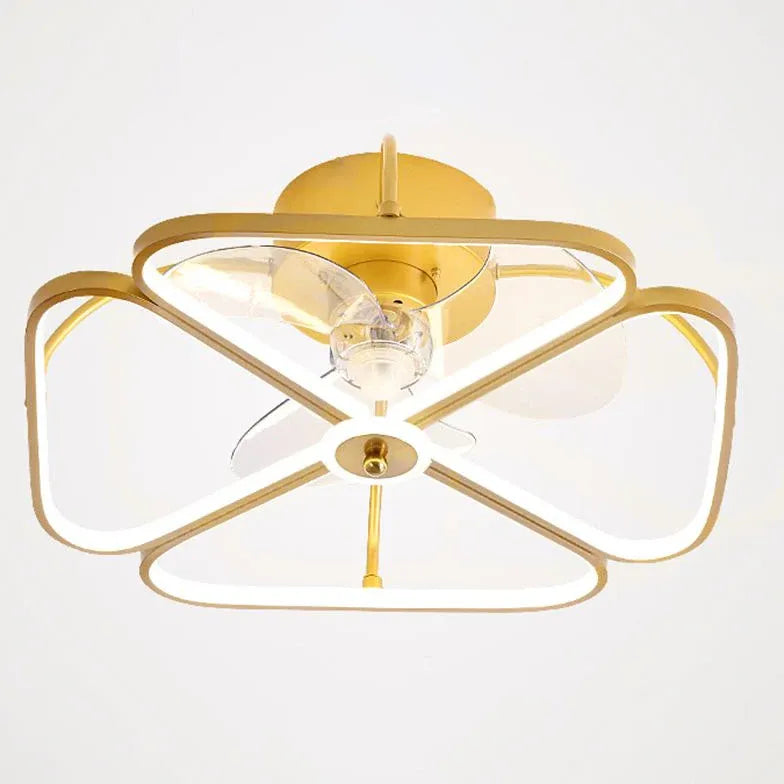 Flower Shaped Gold LED Fan Pendant Light