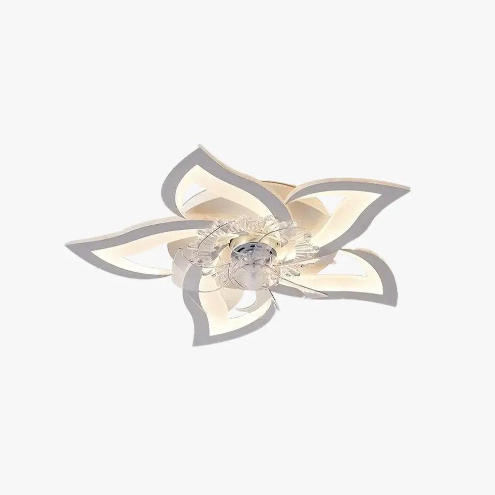 Flower-Shaped White LED Bedroom Ceiling Fan Light