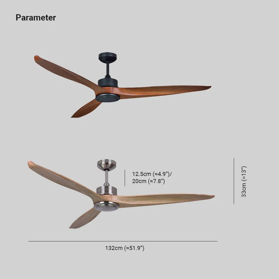 Three-Blade Streamlined Wooden Ceiling Fan Light