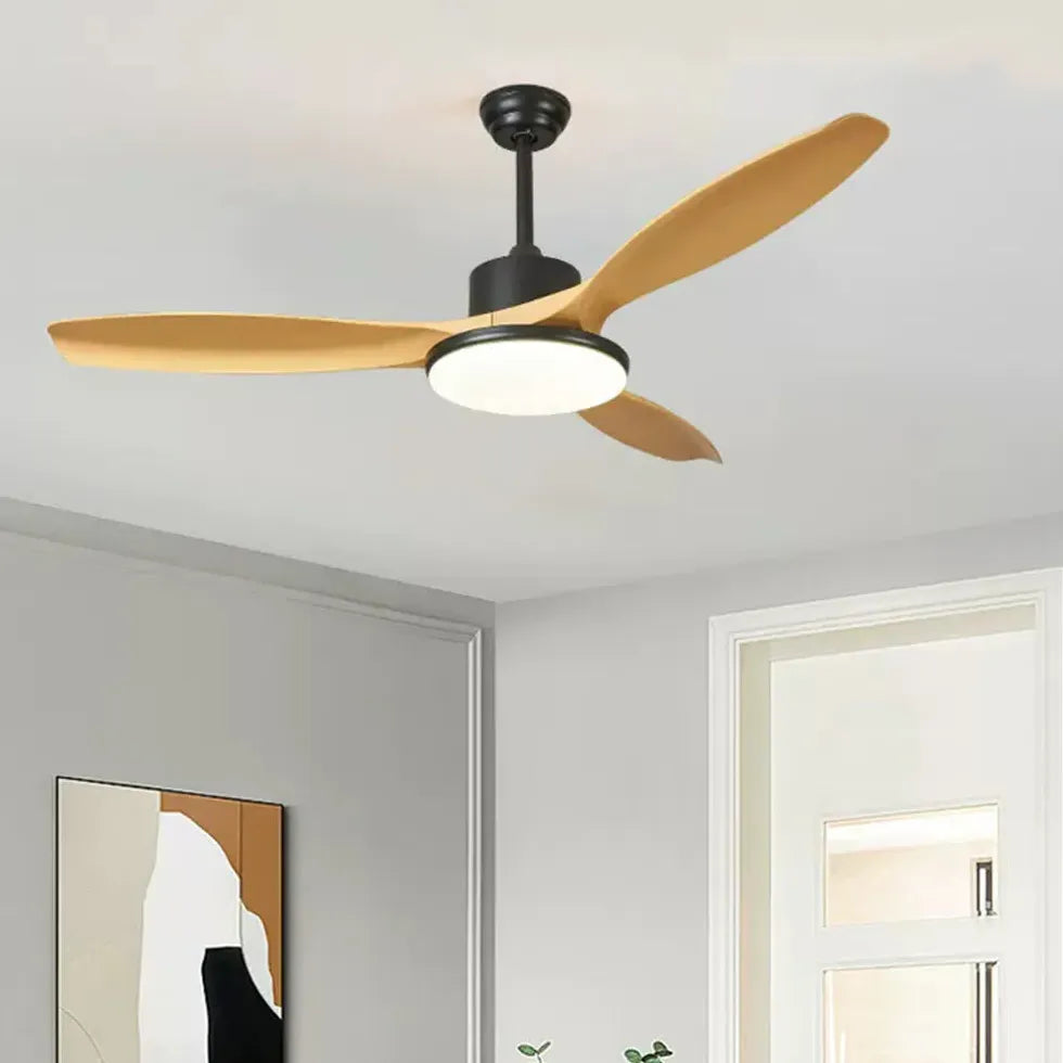 Faux Wood Modern Living Room Fan Light