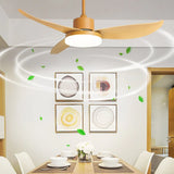 Curved Blade Modern Dining Room Fan Light