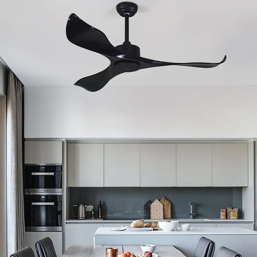 Sleek Black Modern Kitchen Ceiling Fan Light